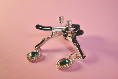 Crystal Heart Nipple Clamps