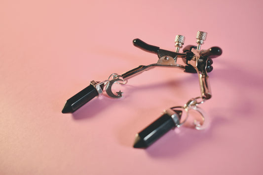 Moon and Black Crystal Nipple Clamps