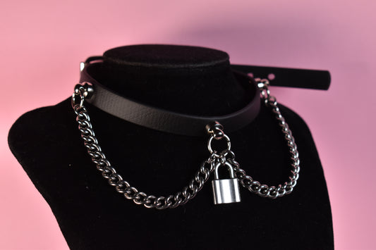 Valentine's 2025 Locked black choker made with biothane