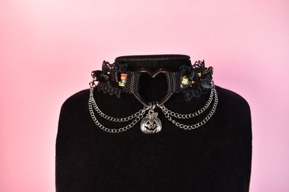 Heart Chain Pumpkin Halloween 2024 Choker