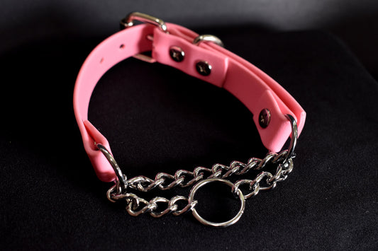 Pink Biothane Martingale 3/4 Inch Short Chain Small Ring