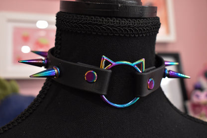 Rainbow Kitty Biothane Choker