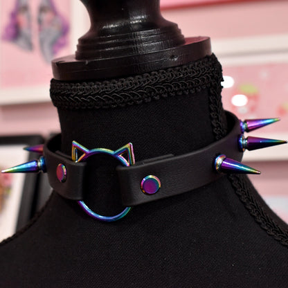 Rainbow Kitty Biothane Choker