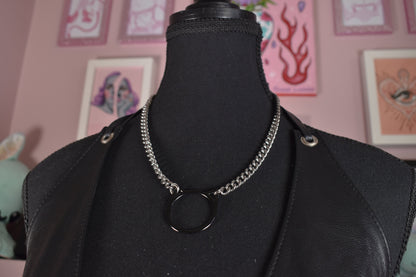 Black Kitty Ring Necklace / Stainless Steel Chain (Not The Ring See Description)