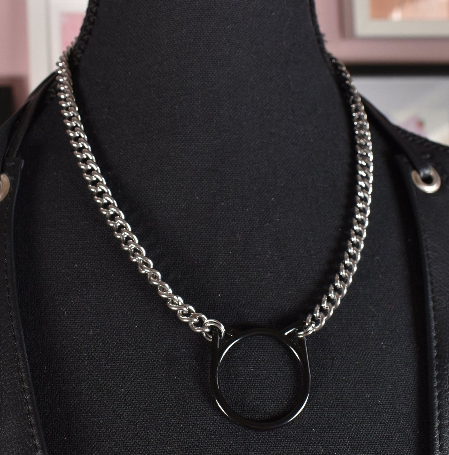 Black Kitty Ring Necklace / Stainless Steel Chain (Not The Ring See Description)