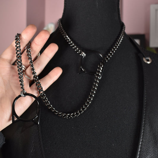 Gunmetal + Black Kitty Ring Slip Chain