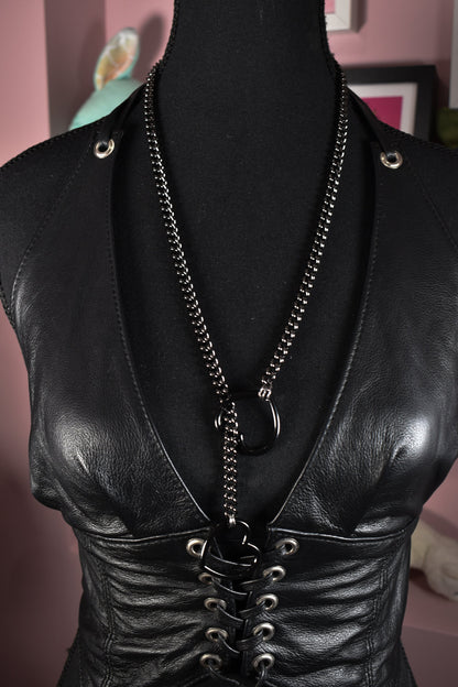 Gunmetal + Black Heart Ring Slip Chain