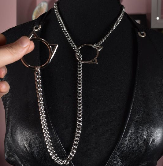 Silver Kitty Ring Slip Chain