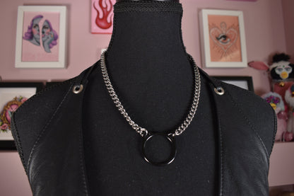 Black Kitty Ring Necklace / Stainless Steel Chain (Not The Ring See Description)