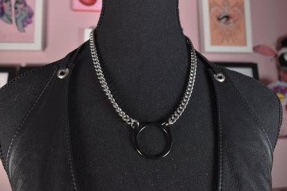 Black Kitty Ring Necklace / Stainless Steel Chain (Not The Ring See Description)