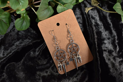 Pentacle And Teeth Earrings