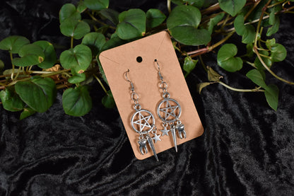 Pentacle And Teeth Earrings