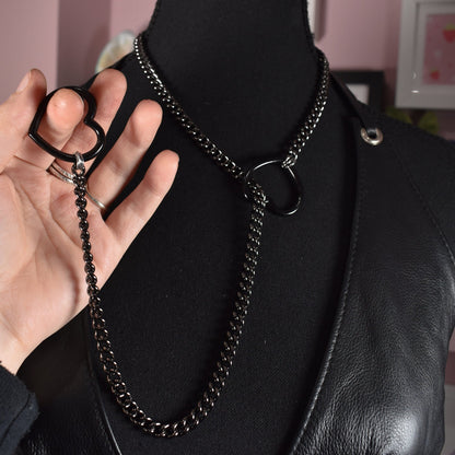 Gunmetal + Black Heart Ring Slip Chain