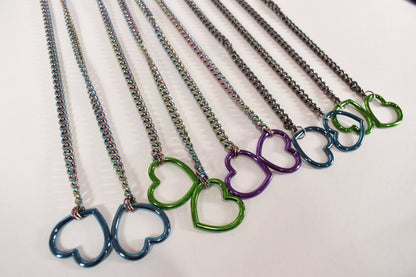 Heart Ring Slip Chain Various Colors