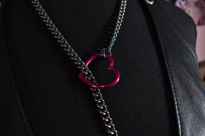 Rainbow + Hot Pink Heart Ring Slip Chain