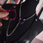 Half And Half Gunmetal + Hot Pink/ Purple Kitty Ring Slip Chain / Fashion Version