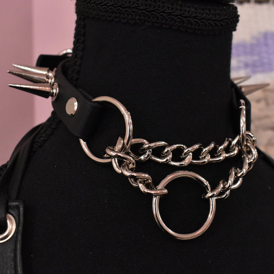 Spiked Biothane Martingale 3/4 Inch Short Chain Big Ring