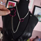 Silver + Hot Pink Heart Ring Slip Chain / Fashion Version