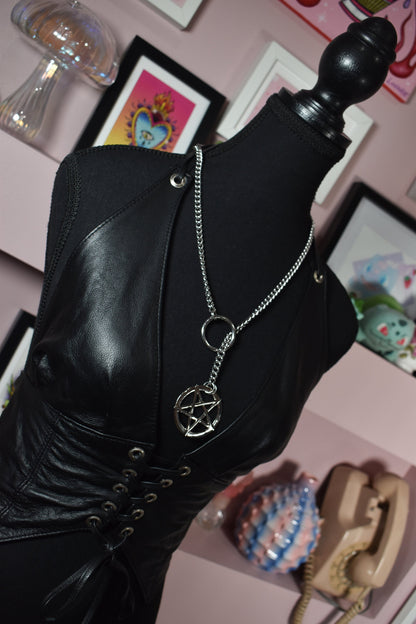 Silver Pentagram Ring Slip Chain