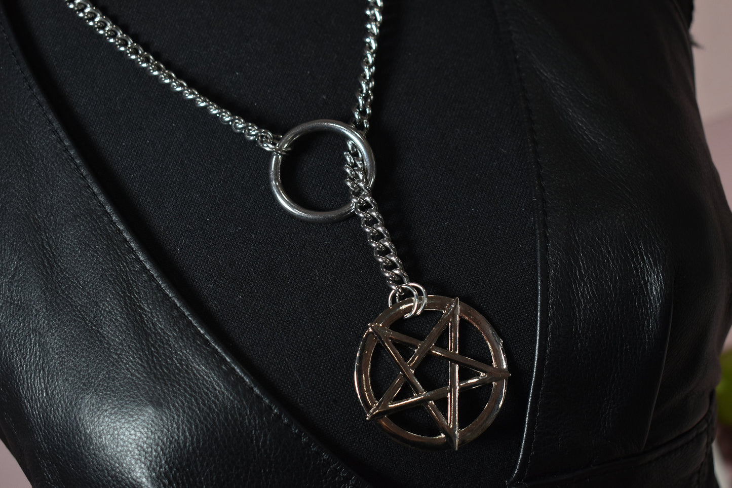 Silver Pentagram Ring Slip Chain / Fashion Version