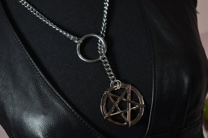 Silver Pentagram Ring Slip Chain