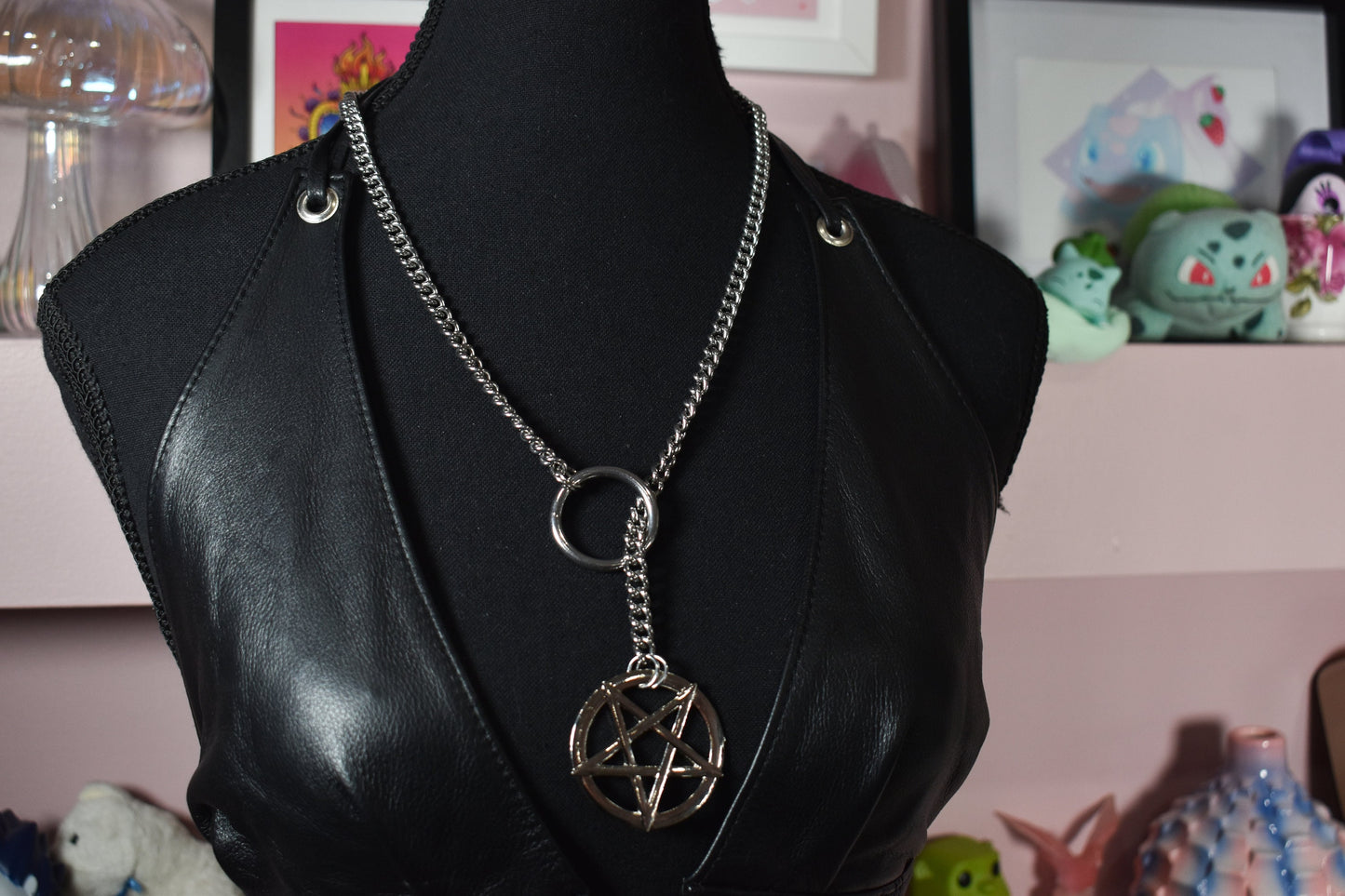 Silver Pentagram Ring Slip Chain