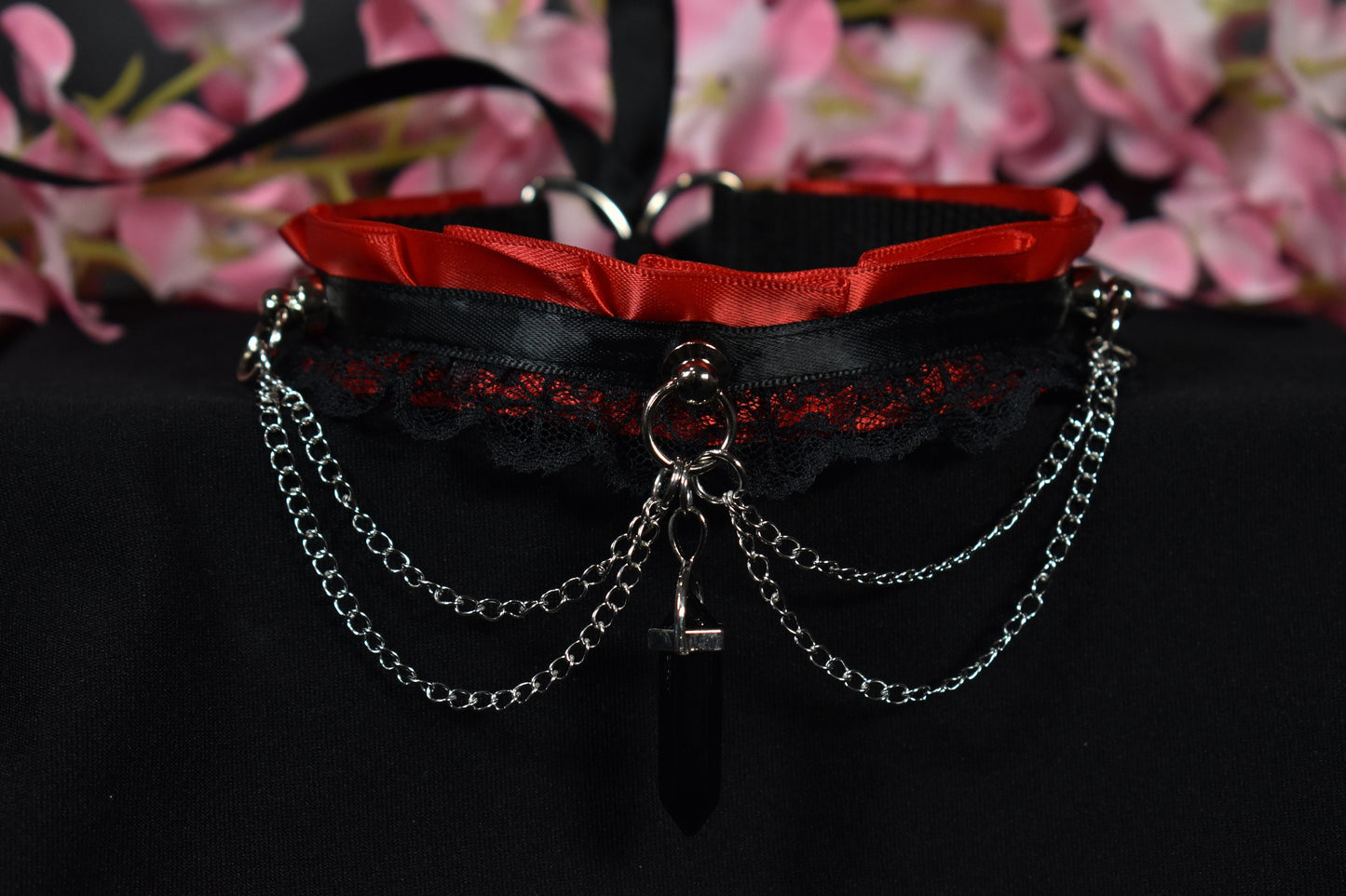 Red Chain And Crystal Choker
