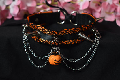 Spiked Pumpkin Orange Choker