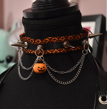 Spiked Pumpkin Orange Choker