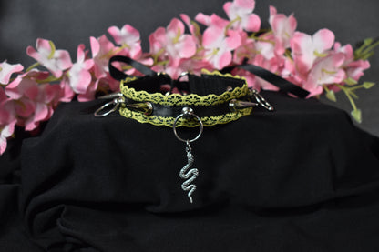 Spiked Yellow Snake Choker