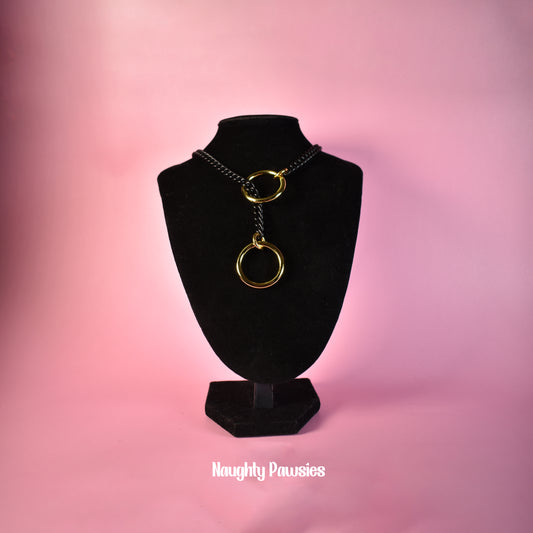 Black Matte Gold Circle Slip Chain (Gold O-Ring)