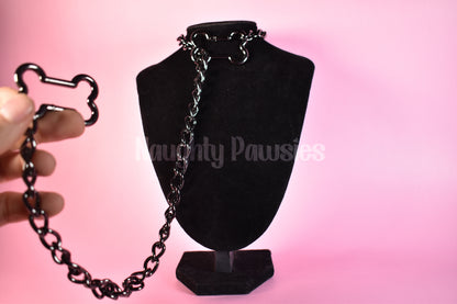 Gunmetal Dog Bone Clip Thick Slip Chain 25in