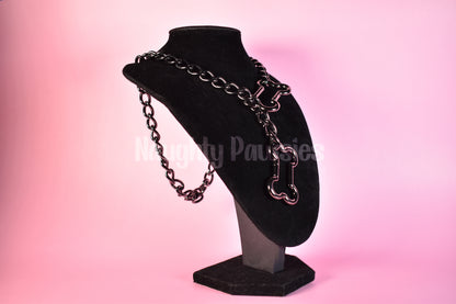 Gunmetal Dog Bone Clip Thick Slip Chain 25in