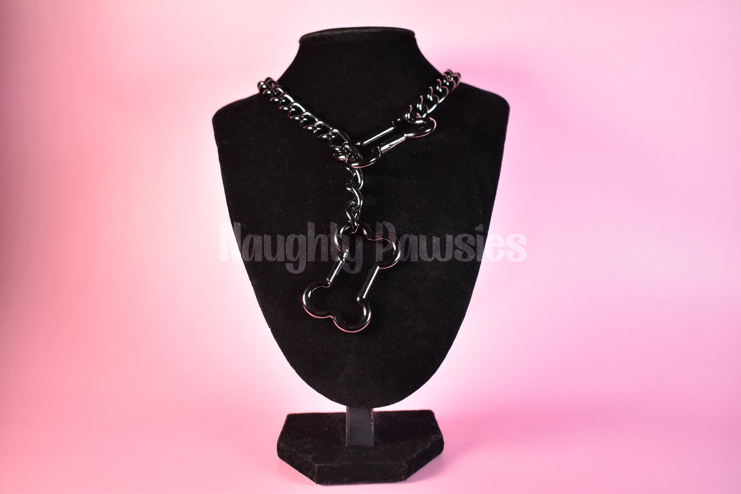 Gunmetal Dog Bone Clip Thick Slip Chain 25in