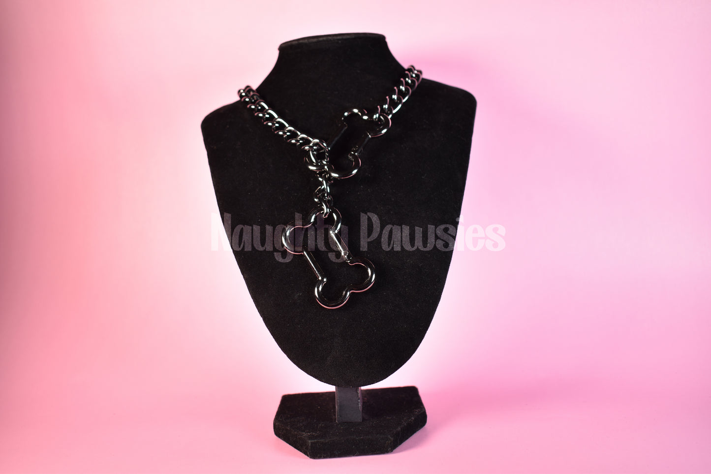 Gunmetal Dog Bone Clip Thick Slip Chain 25in