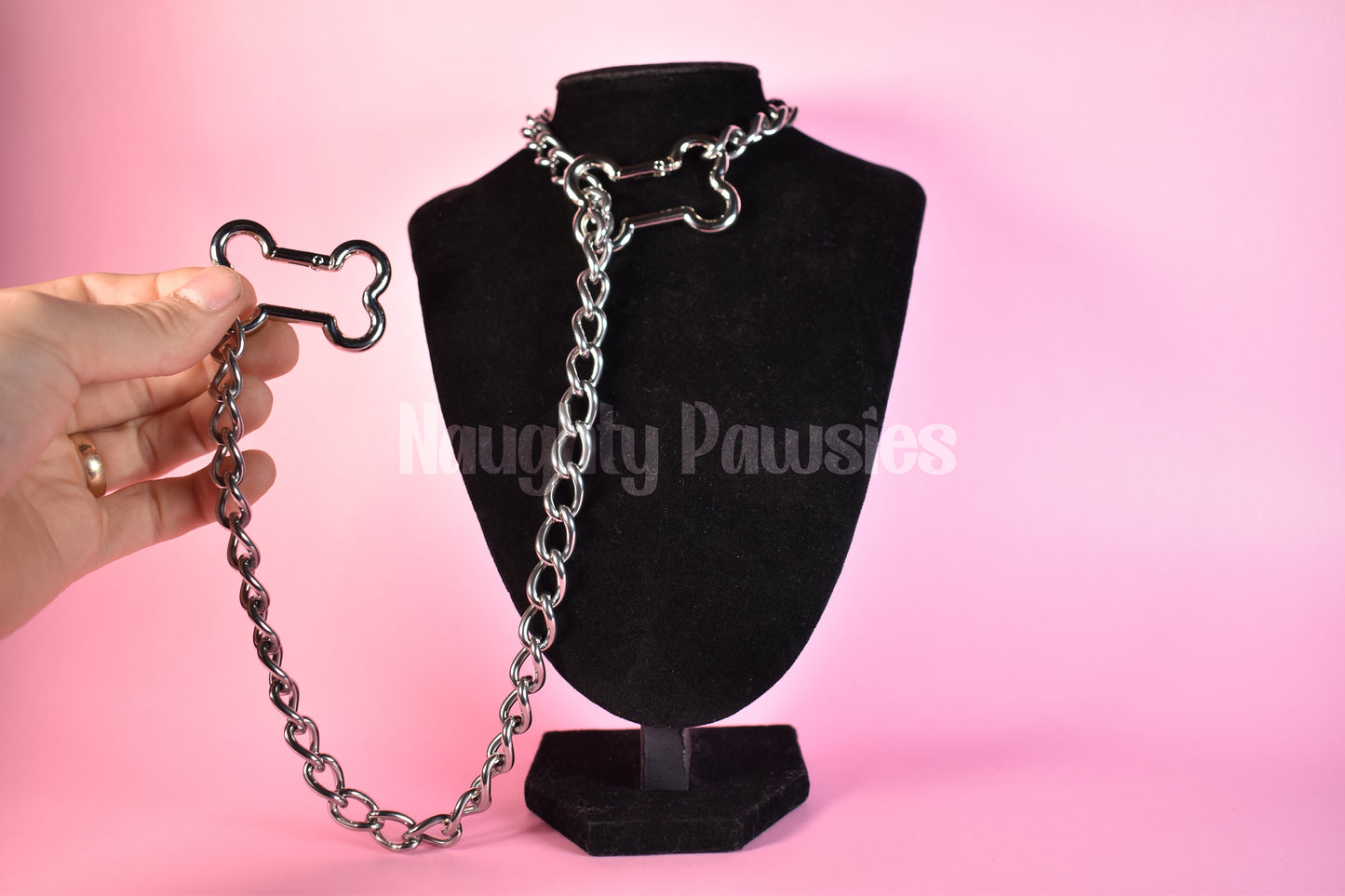 Silver Dog Bone Clip Thick Slip Chain 25in