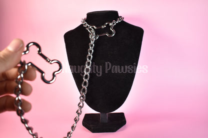 Silver Dog Bone Clip Thick Slip Chain 25in