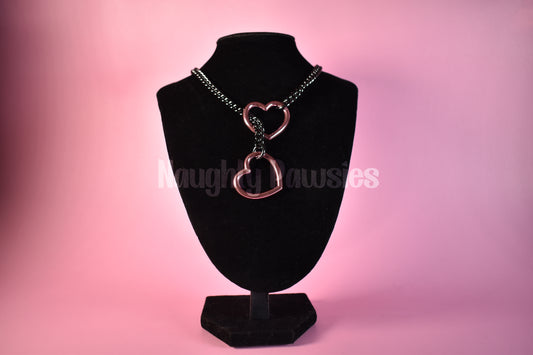 Gunmetal Chain Light Pink Heart Slip Chain