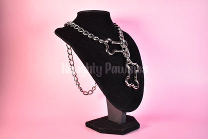 Silver Dog Bone Clip Thick Slip Chain 25in