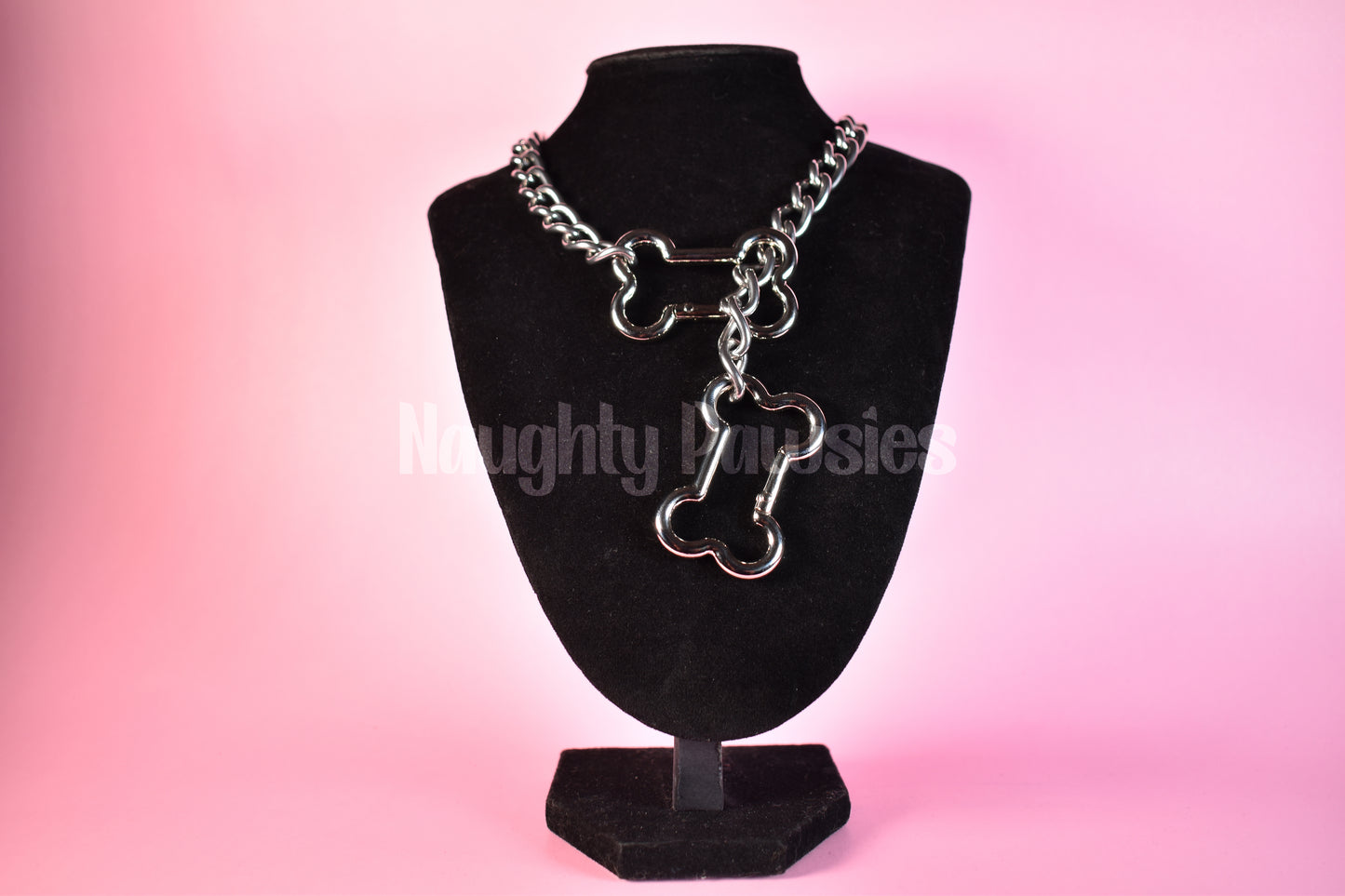 Silver Dog Bone Clip Thick Slip Chain 25in