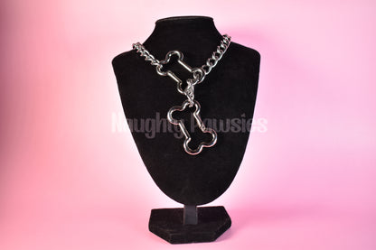 Silver Dog Bone Clip Thick Slip Chain 25in