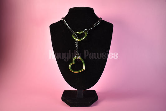 Gunmetal Chain Greenish-Yellow Heart Slip Chain