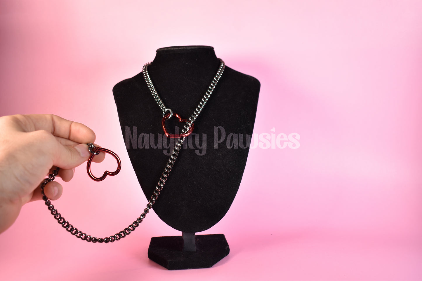 Gunmetal + Red Heart Ring Slip Chain