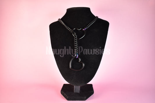 Black Matte Heart Slip Chain (Rainbow O-Ring)