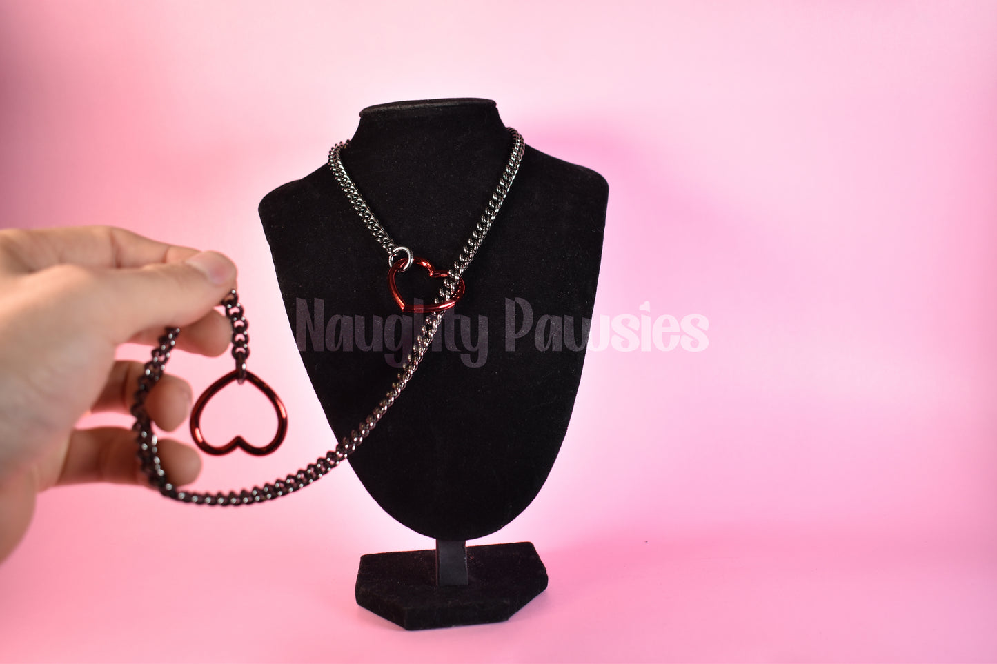 Gunmetal + Red Heart Ring Slip Chain