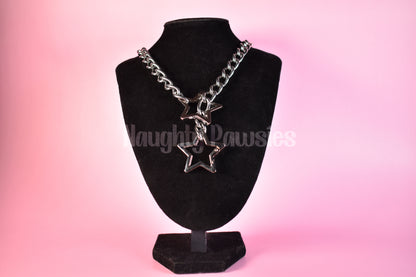 Silver Star Clip Thick Slip Chain 25in