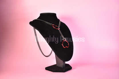 Gunmetal + Red Heart Ring Slip Chain