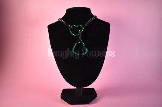 Gunmetal Chain Emerald Heart Slip Chain