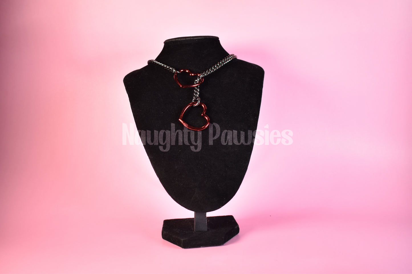 Gunmetal + Red Heart Ring Slip Chain