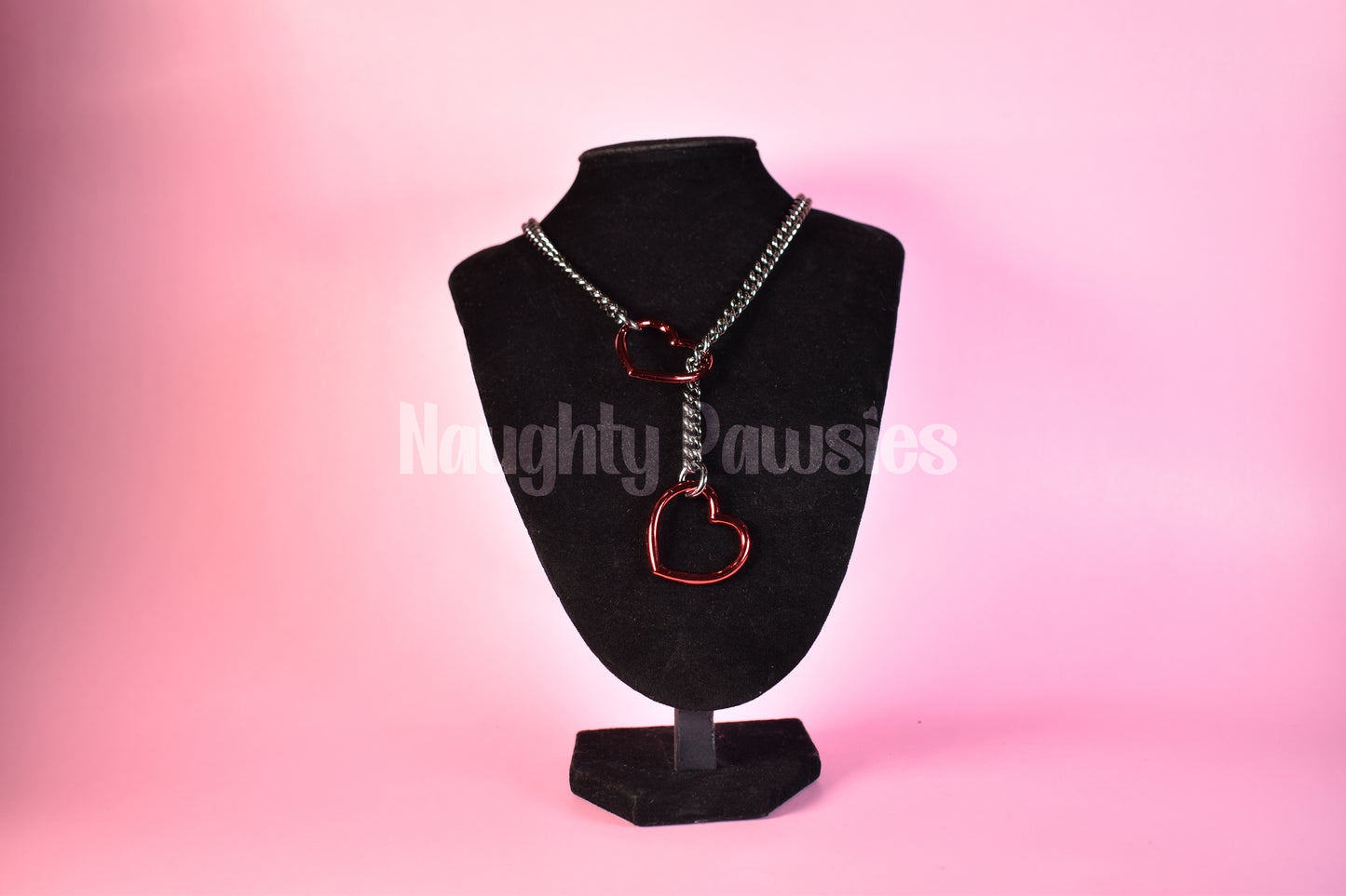 Gunmetal + Red Heart Ring Slip Chain